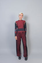 Load image into Gallery viewer, Straight Leg Trousers with Rings Pitch Black - Red/Petrol
