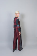 Load image into Gallery viewer, Straight Leg Trousers with Rings Pitch Black - Red/Petrol
