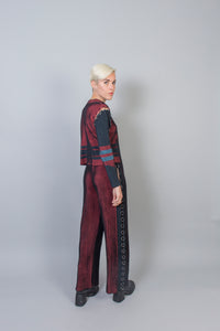 Straight Leg Trousers with Rings Pitch Black - Red/Petrol