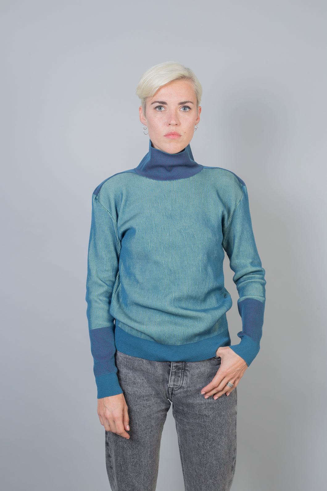 Sweater Steel Blue - Mint/Violet