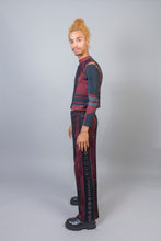 Load image into Gallery viewer, Straight Leg Trousers with Rings Pitch Black - Red/Petrol
