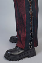 Load image into Gallery viewer, Straight Leg Trousers with Rings Pitch Black - Red/Petrol
