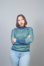 Load image into Gallery viewer, Sweater Steel Blue - Mint/Violet
