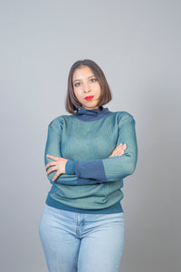 Sweater Steel Blue - Mint/Violet