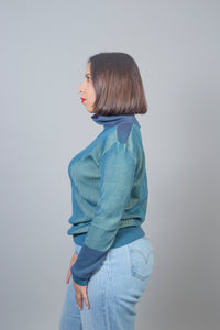 Sweater Steel Blue - Mint/Violet