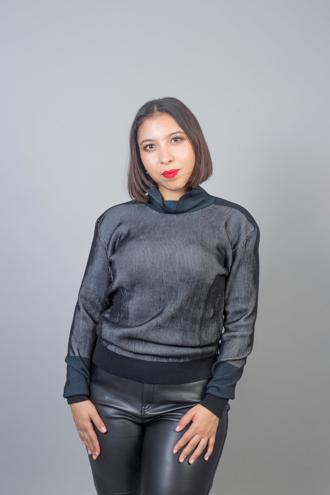 Sweater Pitch Black - Grey/Petrol