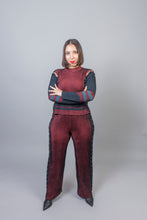 Load image into Gallery viewer, Straight Leg Trousers with Rings Pitch Black - Red/Petrol
